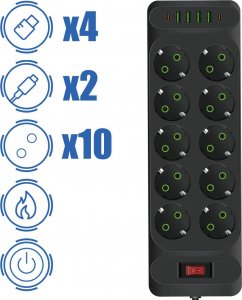 Listwa zasilająca Heckermann Listwa zasilająca Heckermann F35U + Kabel USB A-C AD-609CTS + Kabel USB C-C 610CC 8