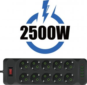 Listwa zasilająca Heckermann Listwa zasilająca Heckermann F35U + Kabel USB A-C AD-609CTS + Kabel USB C-C 610CC 9