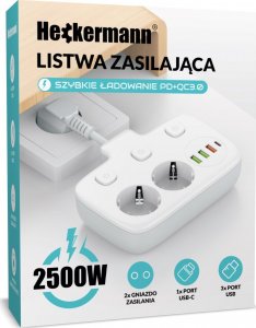 Listwa zasilająca Heckermann Listwa zasilająca Heckermann SE2435 + Kabel USB A-C AD-609CTS + Kabel USB C-C 610CC 11
