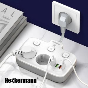 Listwa zasilająca Heckermann Listwa zasilająca Heckermann SE2435 + Kabel USB A-C AD-609CTS + Kabel USB C-C 610CC 3