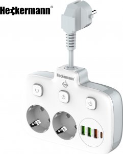 Listwa zasilająca Heckermann Listwa zasilająca Heckermann SE2435 + Kabel USB A-C AD-609CTS + Kabel USB C-C 610CC 9