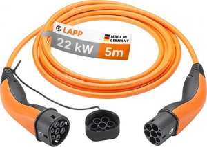 Kabel do ładowania samochodów LAPP Typu 2, do 22 kW, 5 m, pomarańczowy (5555934027) 1