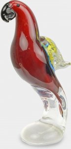 rzezbyzbrazu Figura Szklana w Stylu Murano Papuga Królewska Czerwona 1