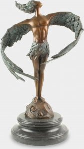 rzezbyzbrazu Ikar Uskrzydlony Mężczyzna Statuetka z Brązu na Marmurze 1