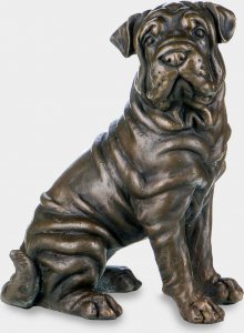 rzezbyzbrazu Siedzący Pies Shar Pei Rzeźba z Brązu 1