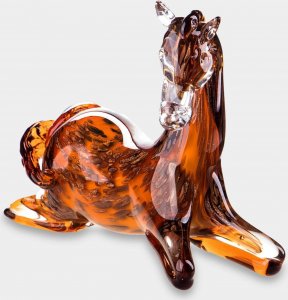 rzezbyzbrazu Figura Szklana w Stylu Murano Leżący Koń 1