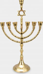 rzezbyzbrazu Świecznik Siedmioramienny Menora Judaistyczna z Gwiazdą Dawida Złota 1