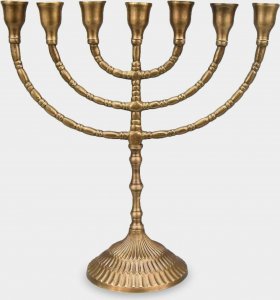 rzezbyzbrazu Świecznik Siedmioramienny Menora Judaistyczna Złota Patynowana 1