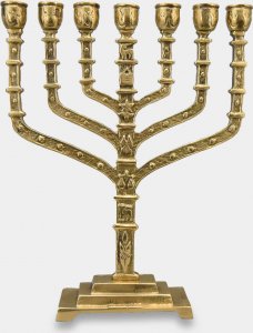 rzezbyzbrazu Świecznik Żydowski Siedmioramienny Menora Mosiężna Symbole Judaizmu 1