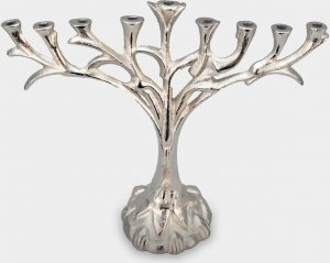 rzezbyzbrazu Świecznik Dziewięcioramienny Chanukija Judaistyczna Drzewo Życia Srebrna 1