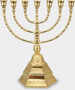 rzezbyzbrazu Duży Świecznik Siedmioramienny Menora Judaistyczna z Podstawą Złota 1