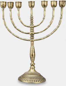 rzezbyzbrazu Świecznik Siedmioramienny Menora Judaistyczna Mosiężna 1