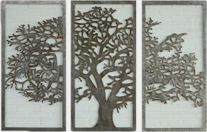 rzezbyzbrazu Wielka Metalowa Dekoracja Ścienna Drzewo Zestaw 3 Ażurowych Paneli 1