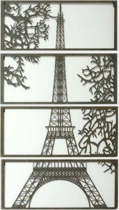 rzezbyzbrazu Duża Metalowa Dekoracja Ścienna Wieża Eiffla Zestaw 4 Ażurowych Paneli 1