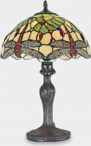 Lampa stołowa rzezbyzbrazu Lampa Witrażowa w Stylu Tiffany Ważka na Liściu 1