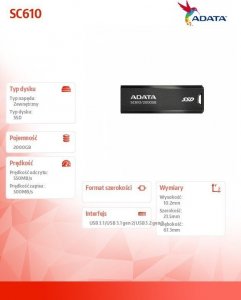 Dysk zewnętrzny SSD ADATA SC610 2TB Czarny (SC610-2000G-CBK/RD) 5