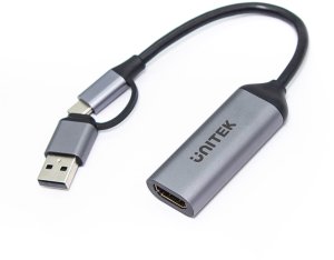 Adapter USB Unitek V1167A USB-C - HDMI + USB-A Srebrny  (V1167A) 4