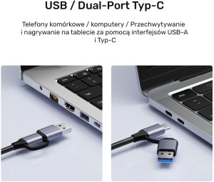 Adapter USB Unitek V1167A USB-C - HDMI + USB-A Srebrny  (V1167A) 10
