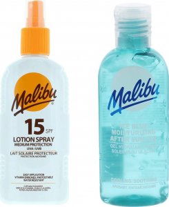 Malibu Malibu SPF15 Wodoodporny Spray 200ml + Żel Po Opalaniu 100ml 1