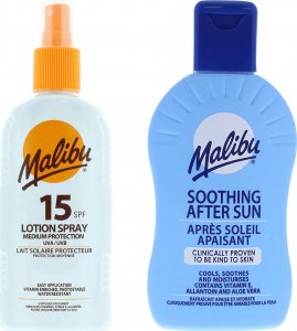 Malibu Malibu SPF15 Wodoodporny Spray 200ml + Balsam Po Opalaniu 200ml 1