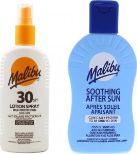 Malibu Malibu SPF30 Wodoodporny Spray 200ml + Balsam Po Opalaniu 200ml 1