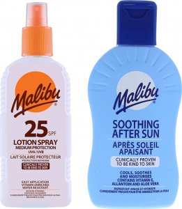 Malibu Malibu SPF25 Wodoodporny Spray 200ml + Balsam Po Opalaniu 200ml 1