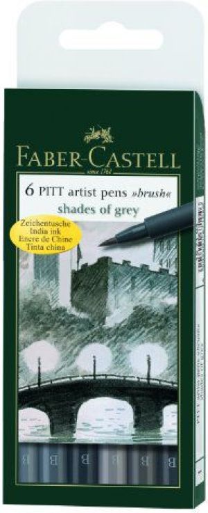 Faber-Castell Pitt Artist Pen Grey 6 kolorĂłw 1
