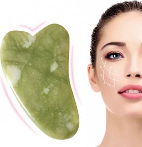 ROLLER WAŁEK JADEITOWY DO MASAŻU GUA SHA PŁYTKA ZESTAW 2