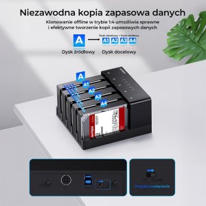Stacja dokująca Orico 5x SATA 3,5 / 2,5" z funkcją duplikatora 5