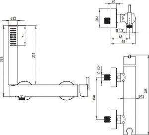 Bateria prysznicowa Deante Silia stal szczotkowana (BQS F41M) 2