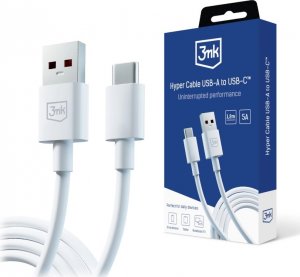 Kabel USB 3MK USB-A - USB-C 1.2 m Biały (Hyper Cable A to C 1.2m 5A) 1