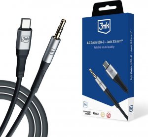 Kabel USB 3MK USB-C - mini Jack 3.5 mm Czarno-srebrny (AUX USB-C - Jack 3,5 mm) 1