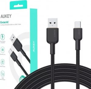 Kabel USB Aukey USB-A - USB-C 1 m Czarny (CB-NAC1 BK) 1