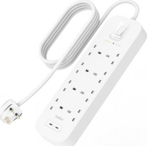 Listwa zasilająca Belkin Listwa przeciwprzepięciowa SurgePlus 8xFR 2xUSB-C 900J 2M 3