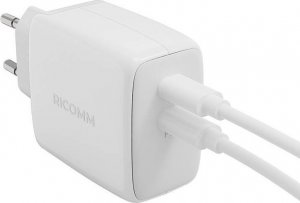 Ładowarka Ricomm Ładowarka sieciowa 65W GaN Ricomm RC652 EU, 2xUSB-C + kabel USB-C 2.1m 1