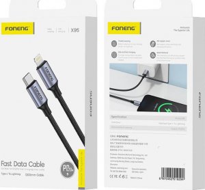 Kabel USB Foneng USB-C - Lightning 1.2 m Czarny (X95 1.2m C-L) 2