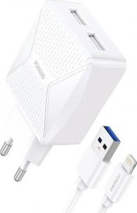 Ładowarka Foneng Ładowarka sieciowa Foneng EU35 2x USB + kabel USB do Lightning 2.4A (biała) 1