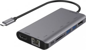 Adapter USB Deltaco DELTACO USB-C to HDMI/DISPLAYPORT/USB/RJ 1