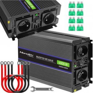 Przetwornica Qoltec Przetwornica napięcia Monolith 4000 MS Wave | 12V na 230V | 2000/4000W | USB 9