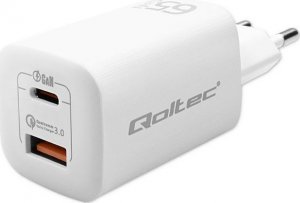 Ładowarka Qoltec Ładowarka sieciowa 65W GaN ULTRA | 5-20V | 2.25-3.25A | 1 x USB typ C PD | 1 x USB QC 3.0 | Biała 4