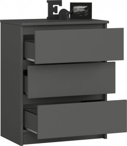 Fabryka Mebli Akord Komoda do salonu K 60 cm 3 szuflady - grafit szary 2