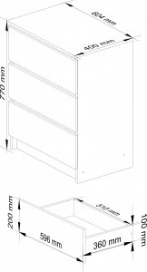 Fabryka Mebli Akord Komoda do salonu K 60 cm 3 szuflady - grafit szary 3