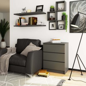 Fabryka Mebli Akord Komoda do salonu K 60 cm 3 szuflady - grafit szary 4