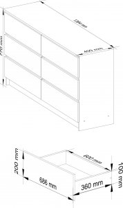 Fabryka Mebli Akord Komoda K 140 cm 6 szuflad - dąb craft 3
