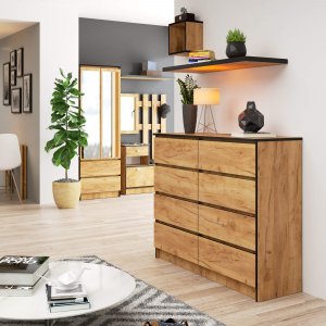 Fabryka Mebli Akord Komoda do salonu K 120 cm 8 szuflad - dąb craft 4