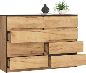 Fabryka Mebli Akord Komoda do salonu K 140 cm 8 szuflad - dąb craft 2