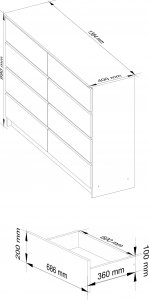 Fabryka Mebli Akord Komoda do salonu K 140 cm 8 szuflad - dąb craft 3