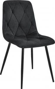 Fabryka Mebli Akord Welurowe krzesło tapicerowane pikowane SJ.3 Czarny 1