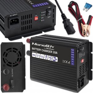 Qoltec Inteligentna ładowarka Monolith do akumulatorów LiFePO4 AGM GEL SLA | 20A | 12V 12