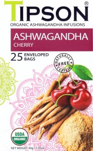 Tipson Bio herbata wiśniowa Ashwagandha 25 saszetek 2